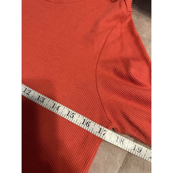 Soft Surroundings Ribbed Ruched Mock Turtleneck Tunic Size Medium Orange A-Line - Picture 4 of 7